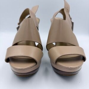 Michael Kors Nude Leather Platform Heel Sandals Ankle Strap‎ Women's 7.5
